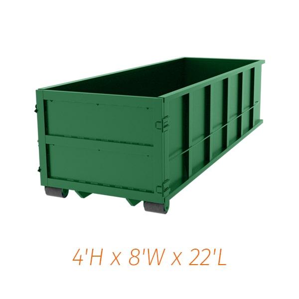 our 20-yard dumpsters can accommodate a variety of waste and debris, including household junk, construction debris, and yard waste